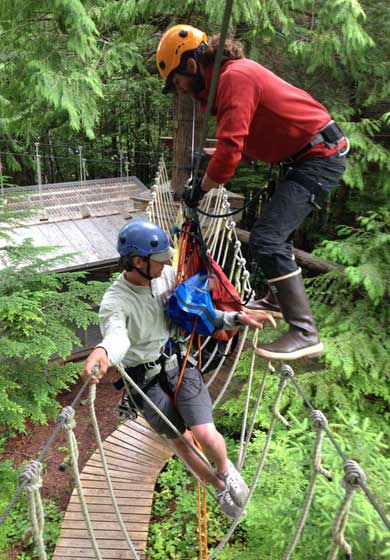 Guiding customers at our Zipline Adventure Park