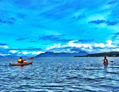 Enjoying a Guided Tatoosh Islands Sea Kayaking Trip in a Double Kayak